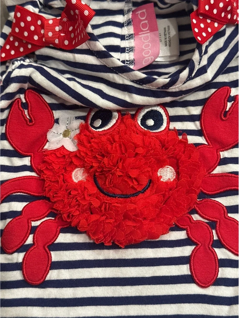 GOODLAD Nautical Crab Appliqué 100% Cotton Ruffle Tunic